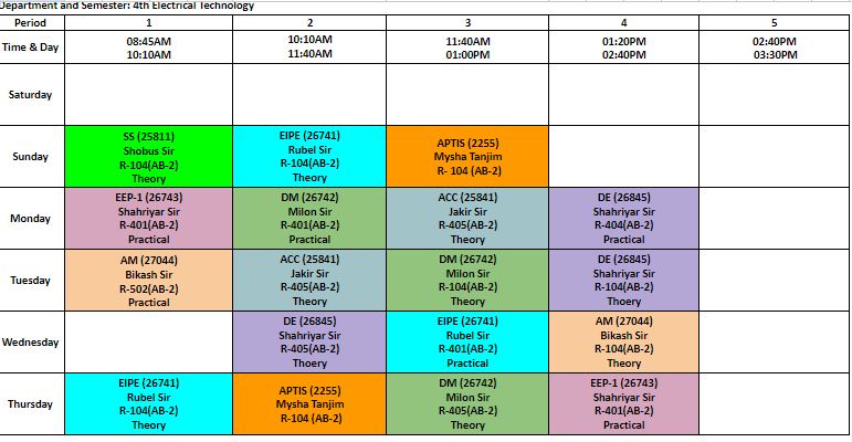 Class Routine